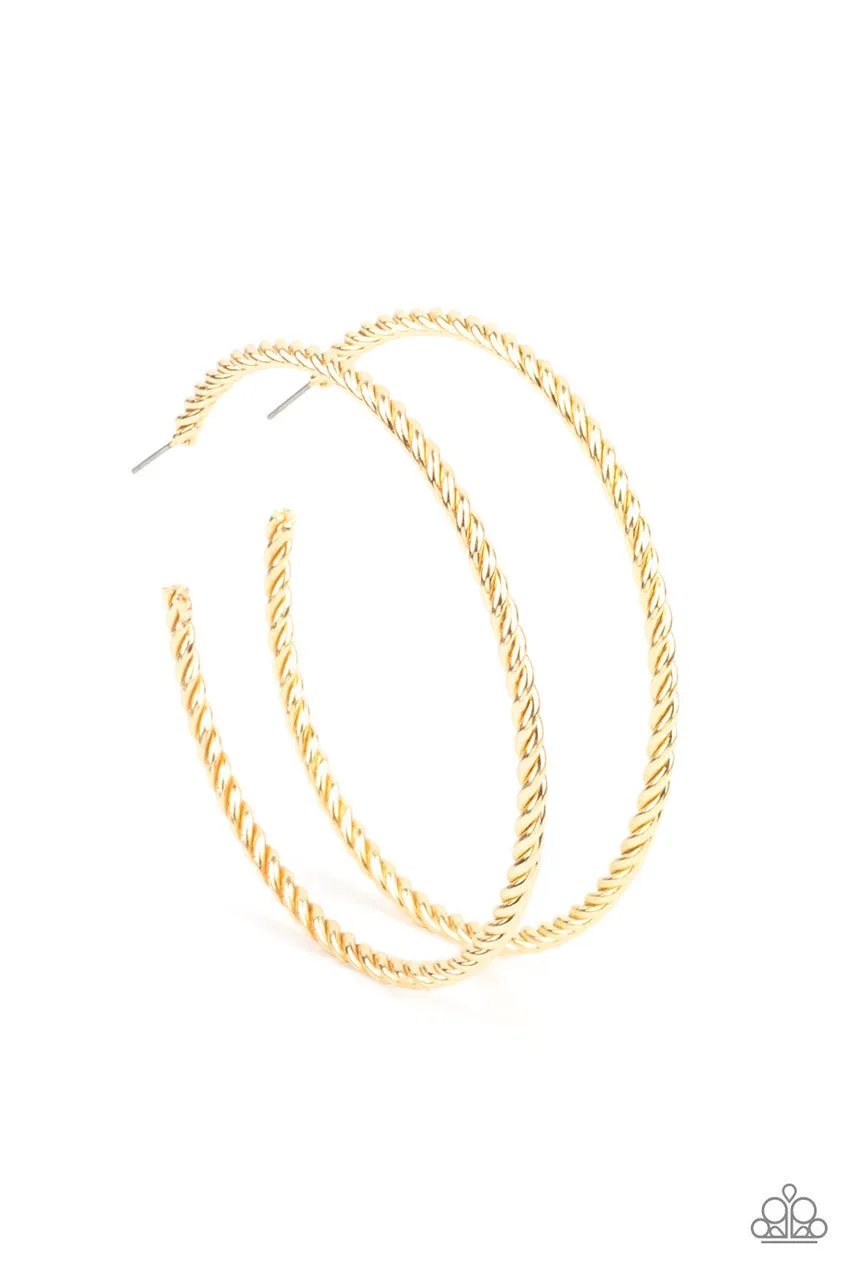 Resist the Twist - Gold - Large Paparazzi Hoop Earrings