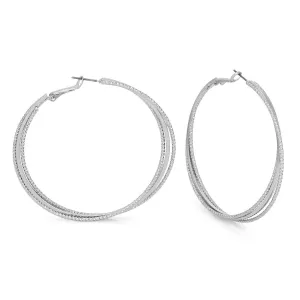 RHODIUM HOOP EARRINGS #HNE88650RD(FF27)