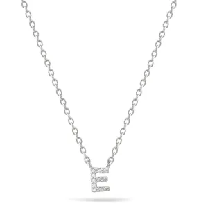 RHODIUM LETTER "E" CRYSTAL PENDANT NECKLACE #N5117RHD-E (DA6)