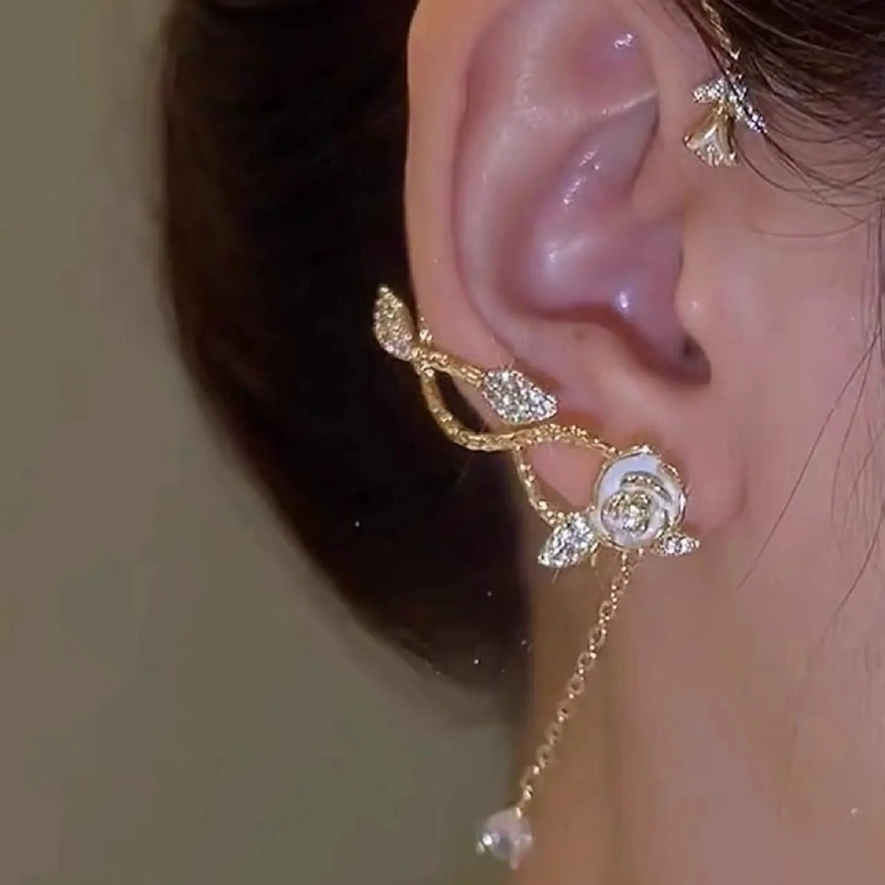 Romantic Fairycore No Piercing Floral Ear Wrap