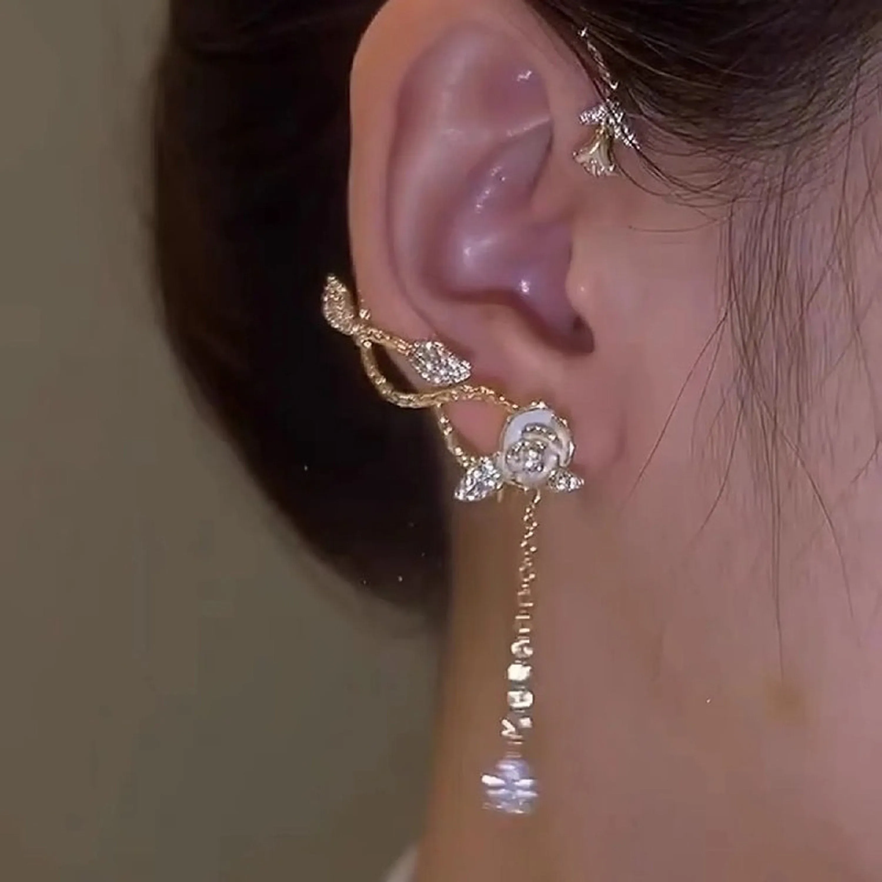 Romantic Fairycore No Piercing Floral Ear Wrap