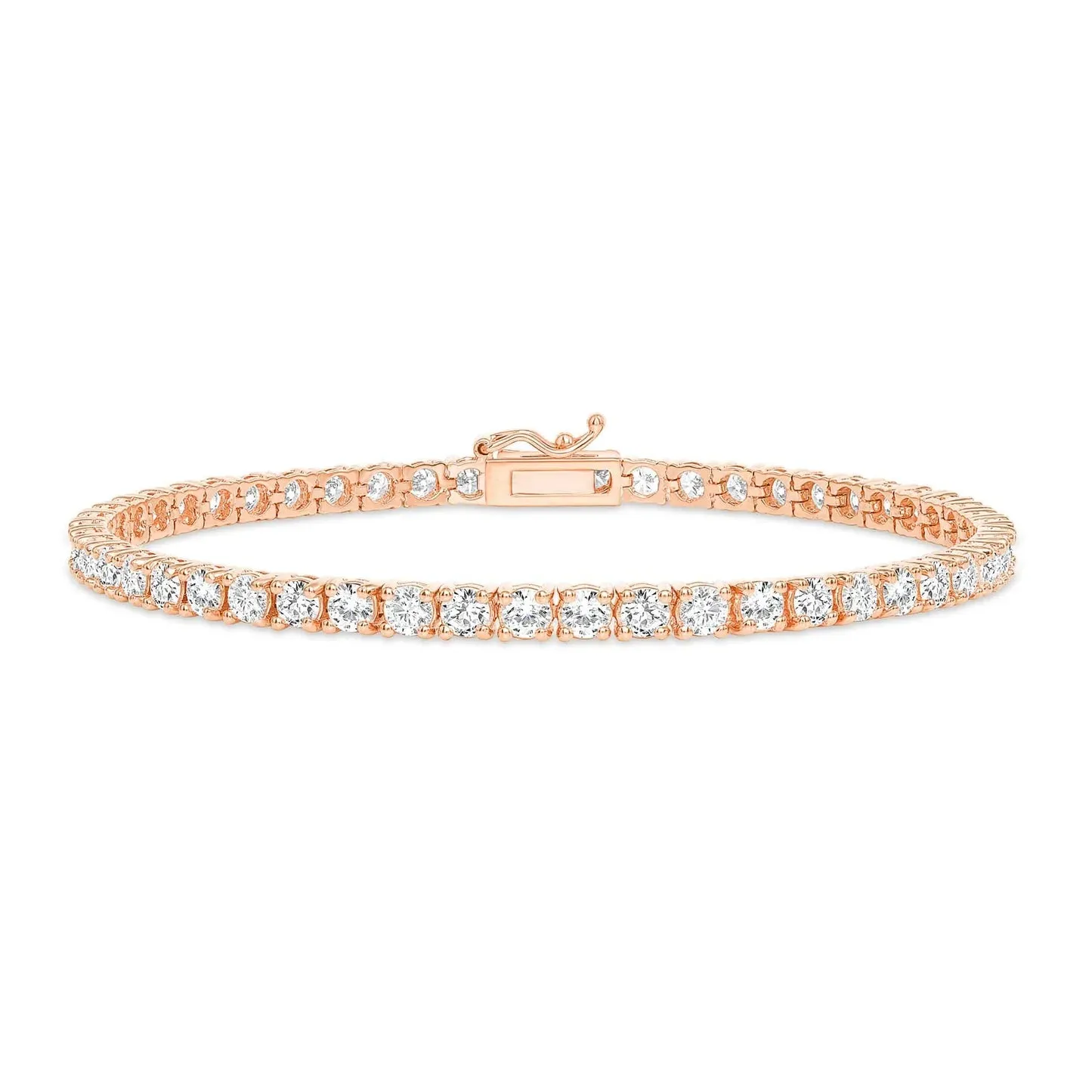 Rose Gold Classic Tennis Bracelet With Lab-Grown Round Brilliant Diamonds - Options Available