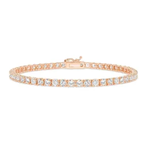 Rose Gold Classic Tennis Bracelet With Lab-Grown Round Brilliant Diamonds - Options Available