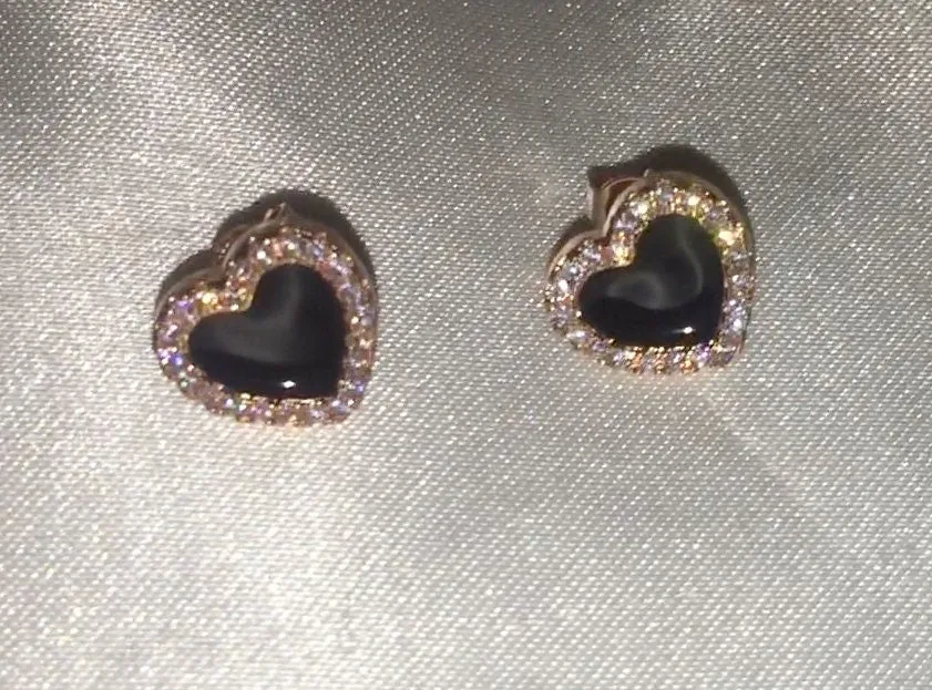 Rose Gold Earrings | Heart Earrings | Womens Earrings | Rose Gold Ear Studs | Heart Ear Studs | Womens Diamond Ear Studs | Ear Studs