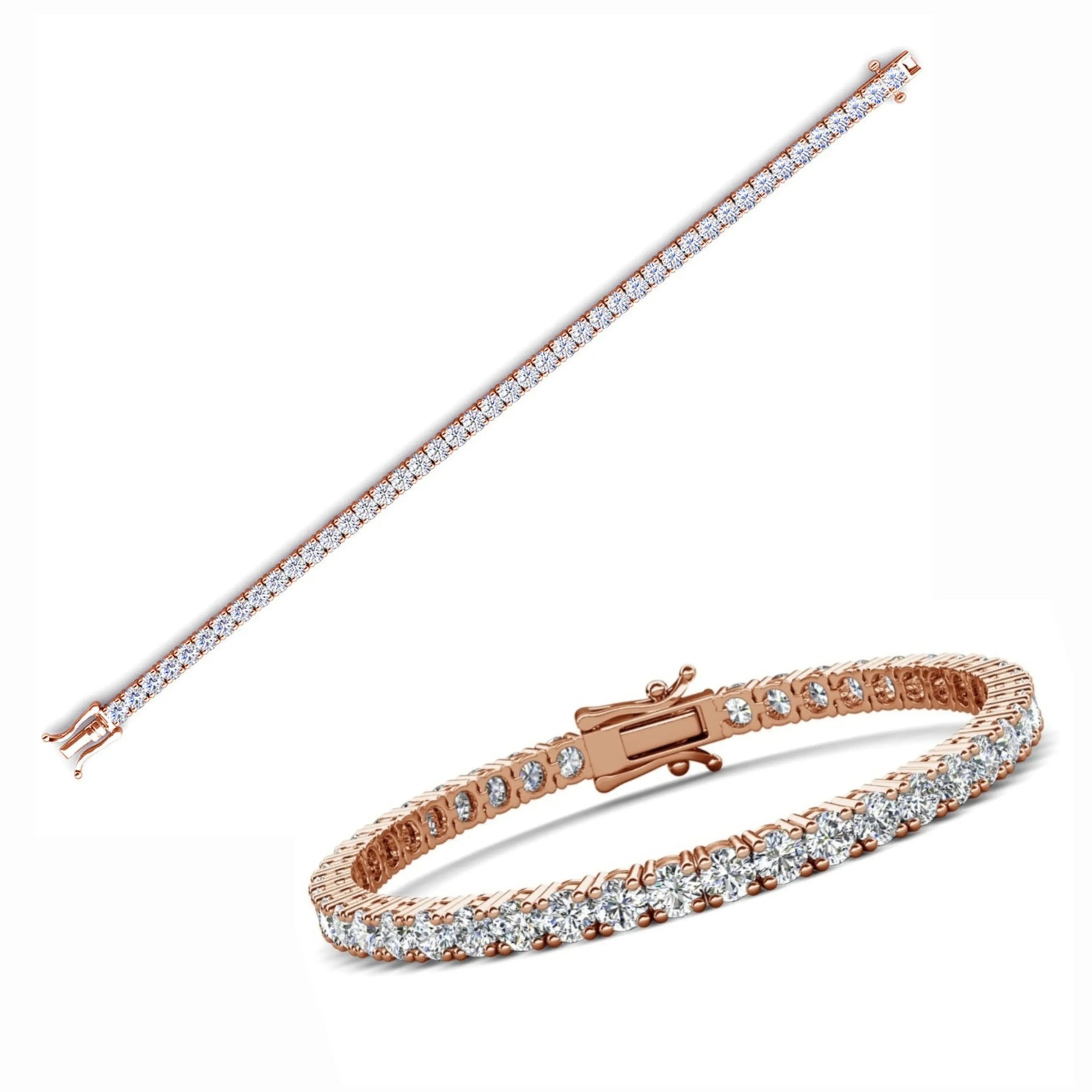 Round Cubic Zirconia Sterling Silver 925 Tennis 5mm Bracelets - C380099