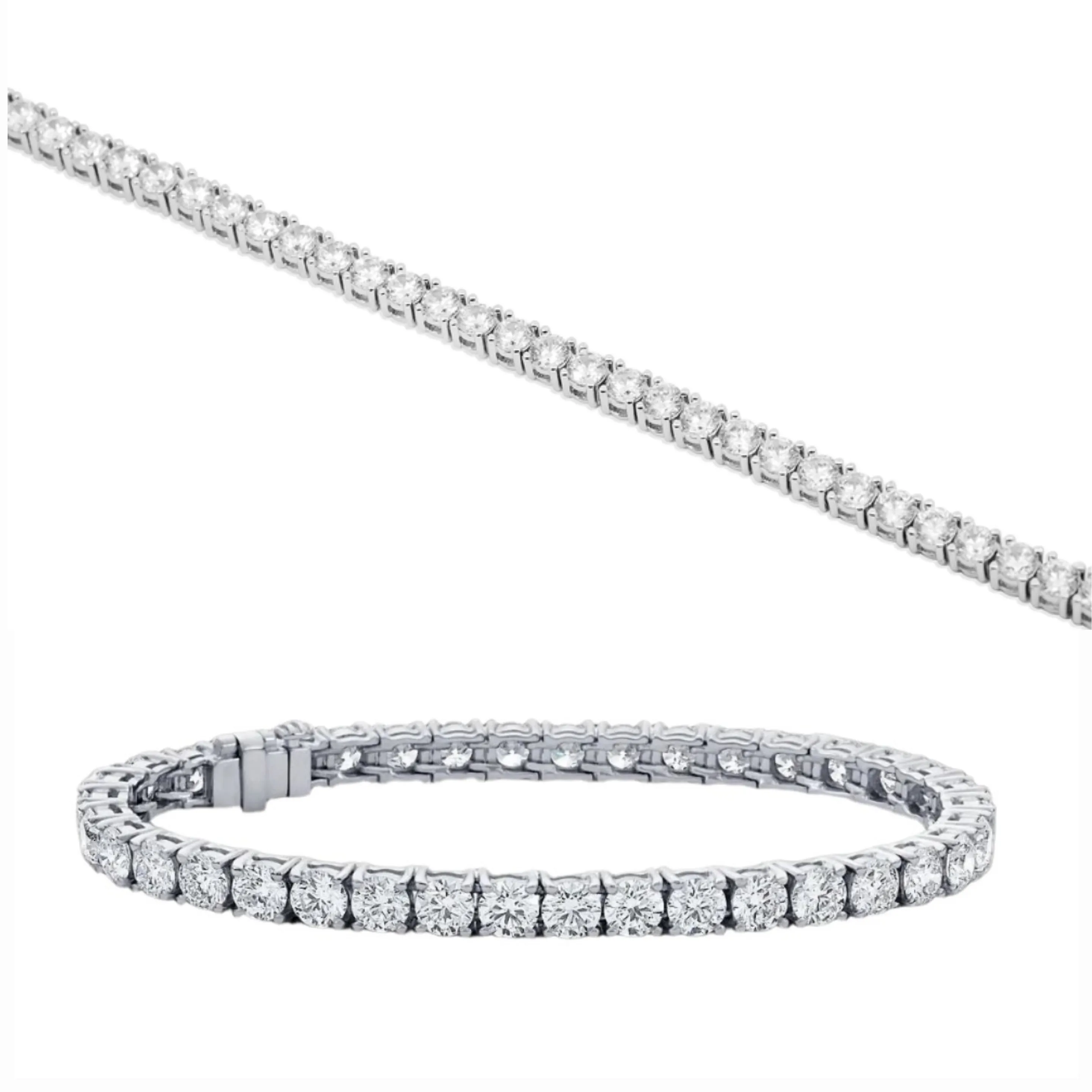 Round Cubic Zirconia Sterling Silver 925 Tennis 5mm Bracelets - C380099