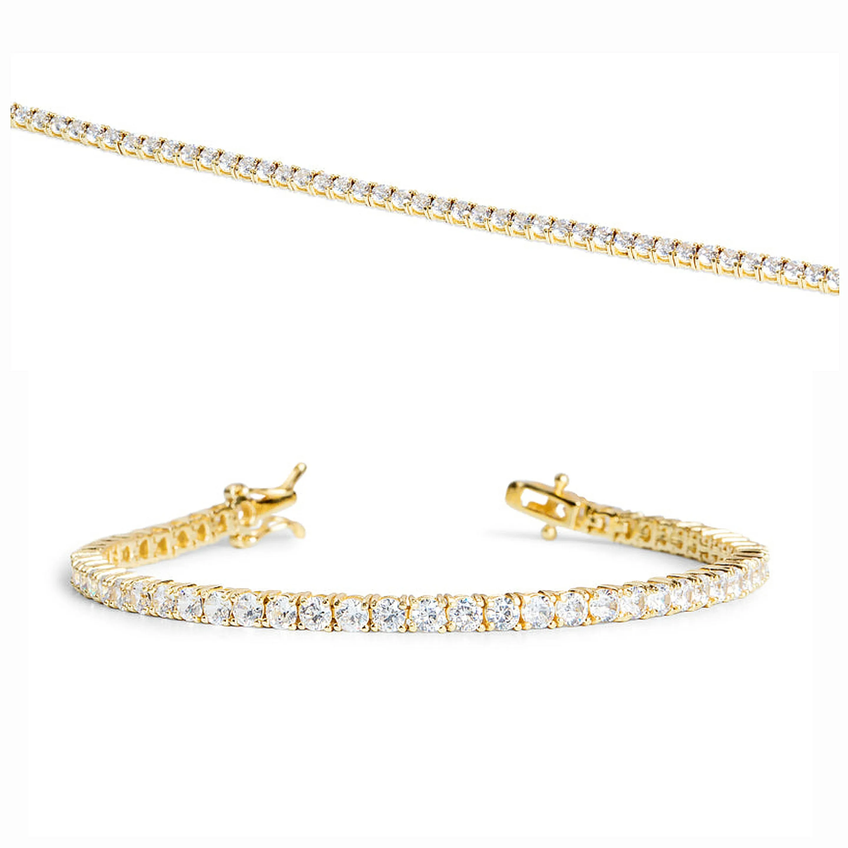 Round Cubic Zirconia Sterling Silver 925 Tennis 5mm Bracelets - C380099