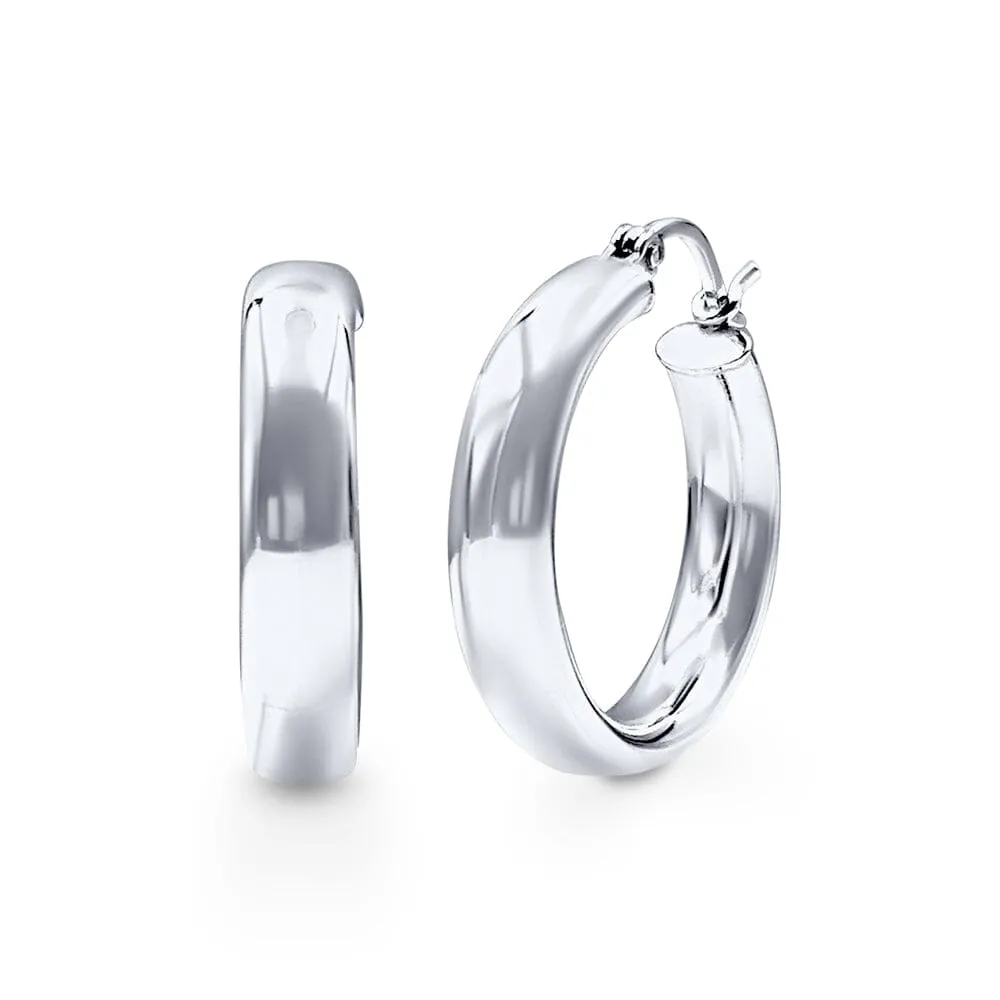 Round Hoop Earrings in Sterling Silver