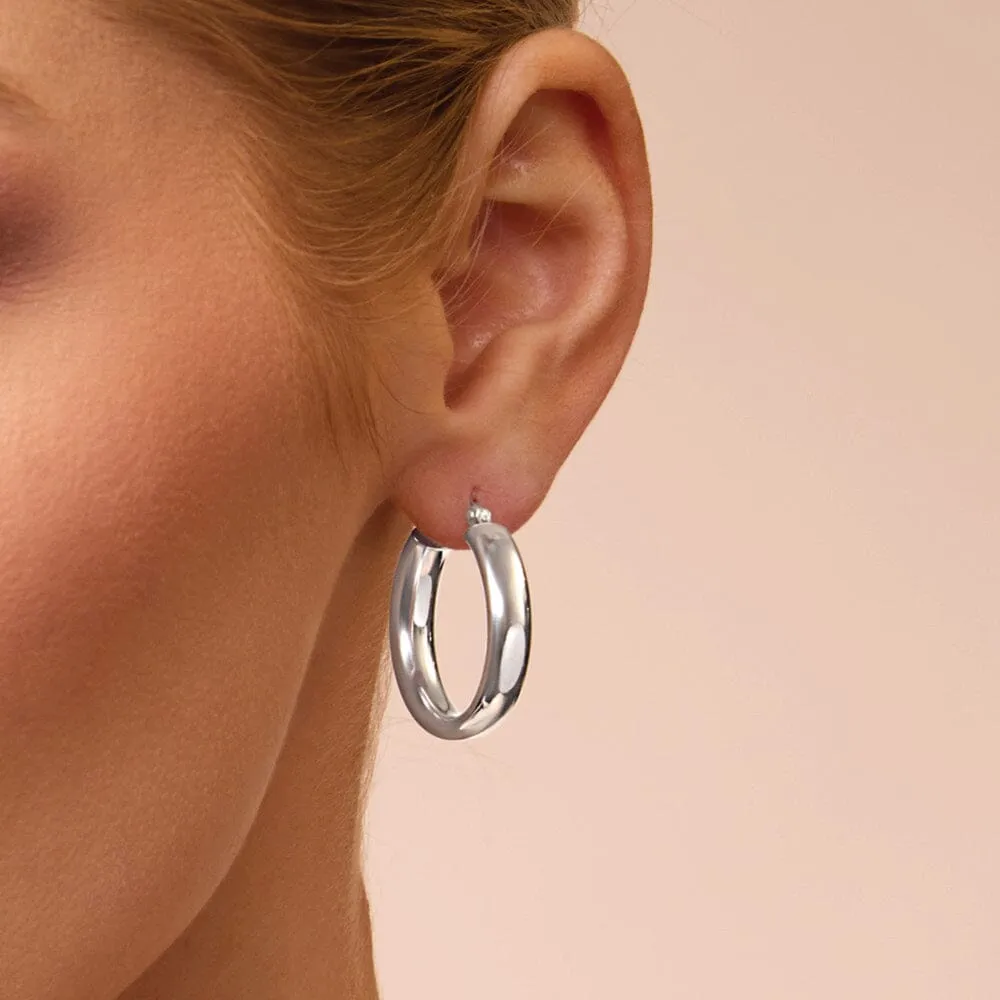 Round Hoop Earrings in Sterling Silver