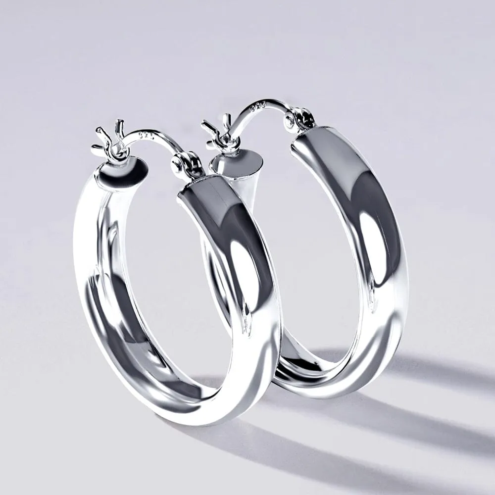Round Hoop Earrings in Sterling Silver