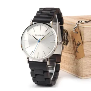 Round Mechanical Wooden Watch