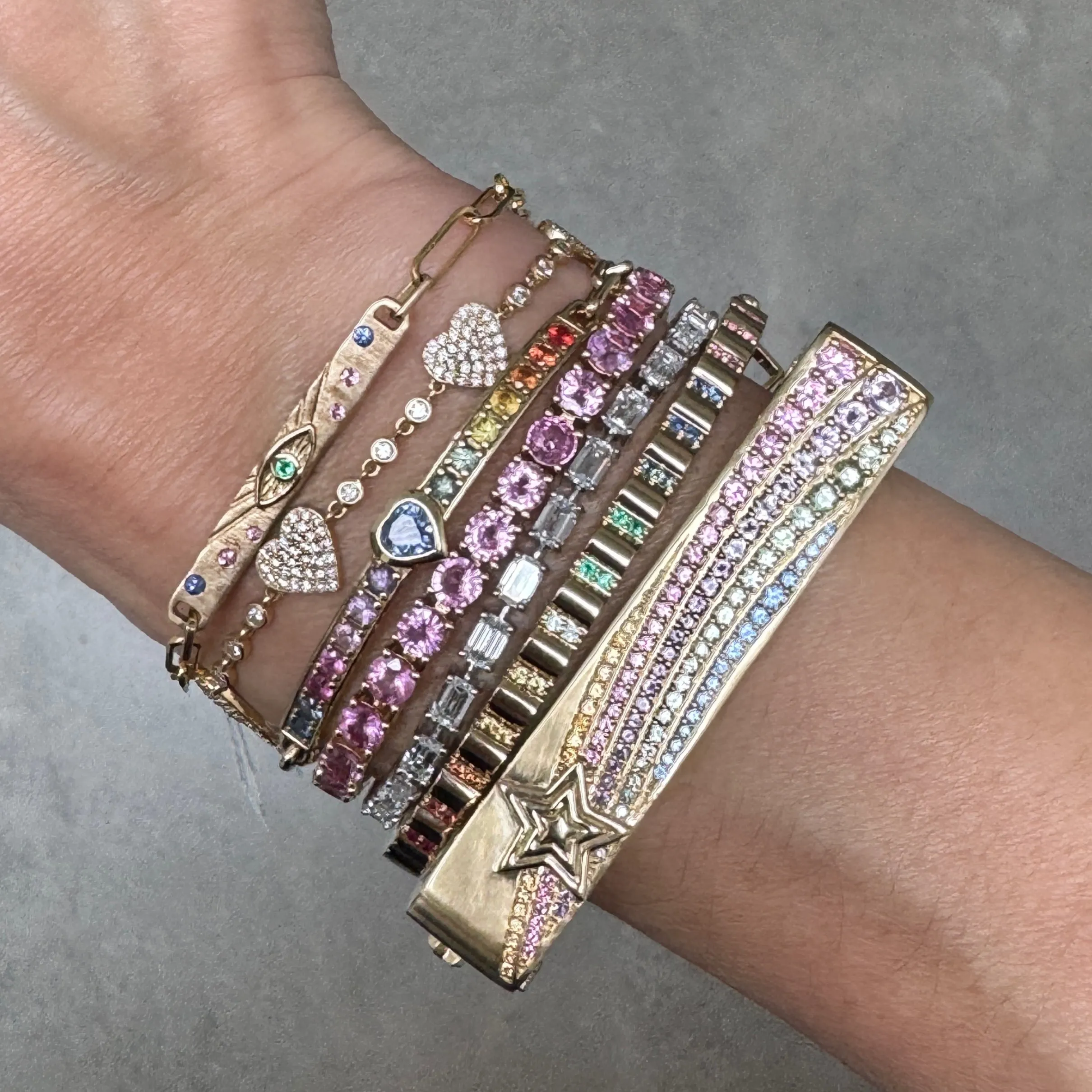 Round Pink Sapphire Tennis Bracelet