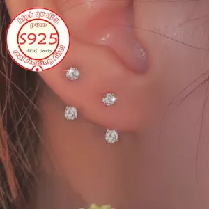 S925 Silver Zirconia Earrings, 2 Wearing Methods