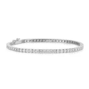 Sabel 14K White Gold Round Diamond 4 Prong Tennis Bracelet