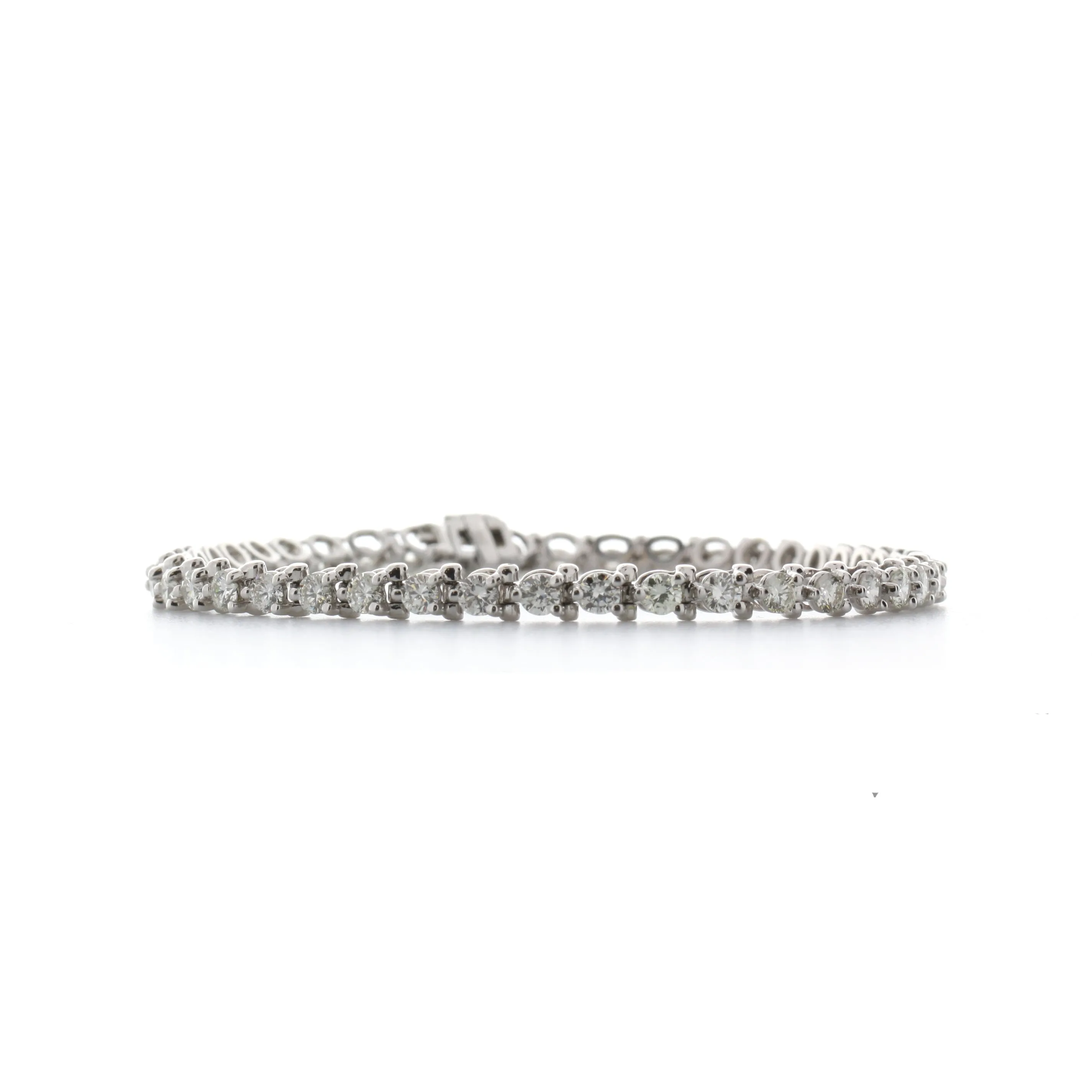 Sabel Collection 14K White Gold Three Prong Set Round Diamond Tennis Bracelet