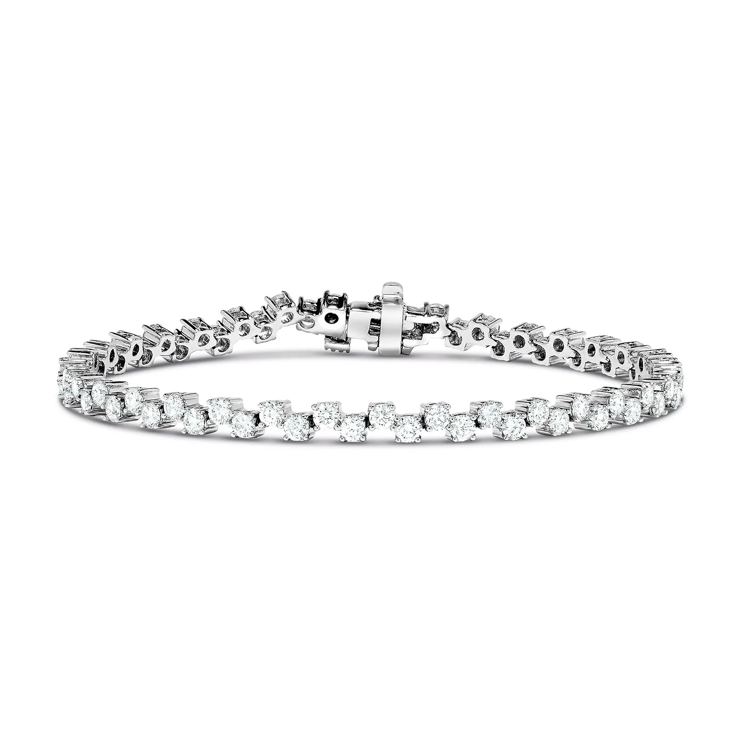 Sabel Collection 18K White Gold Round Diamond Zig-Zag Tennis Bracelet
