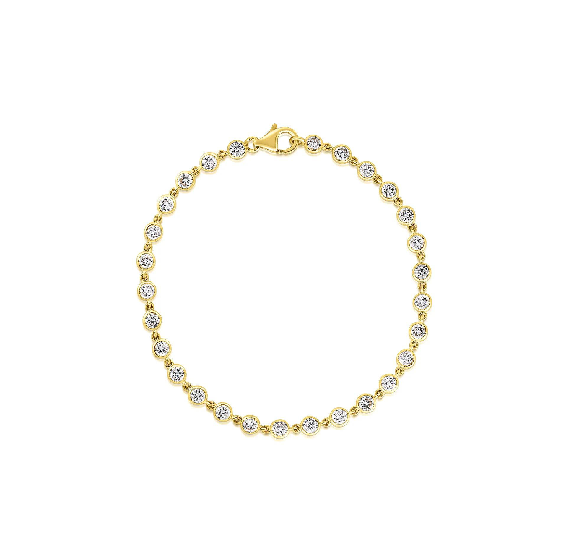 Sabel Collection Yellow Gold Round Diamond Bezel Set Tennis Bracelet