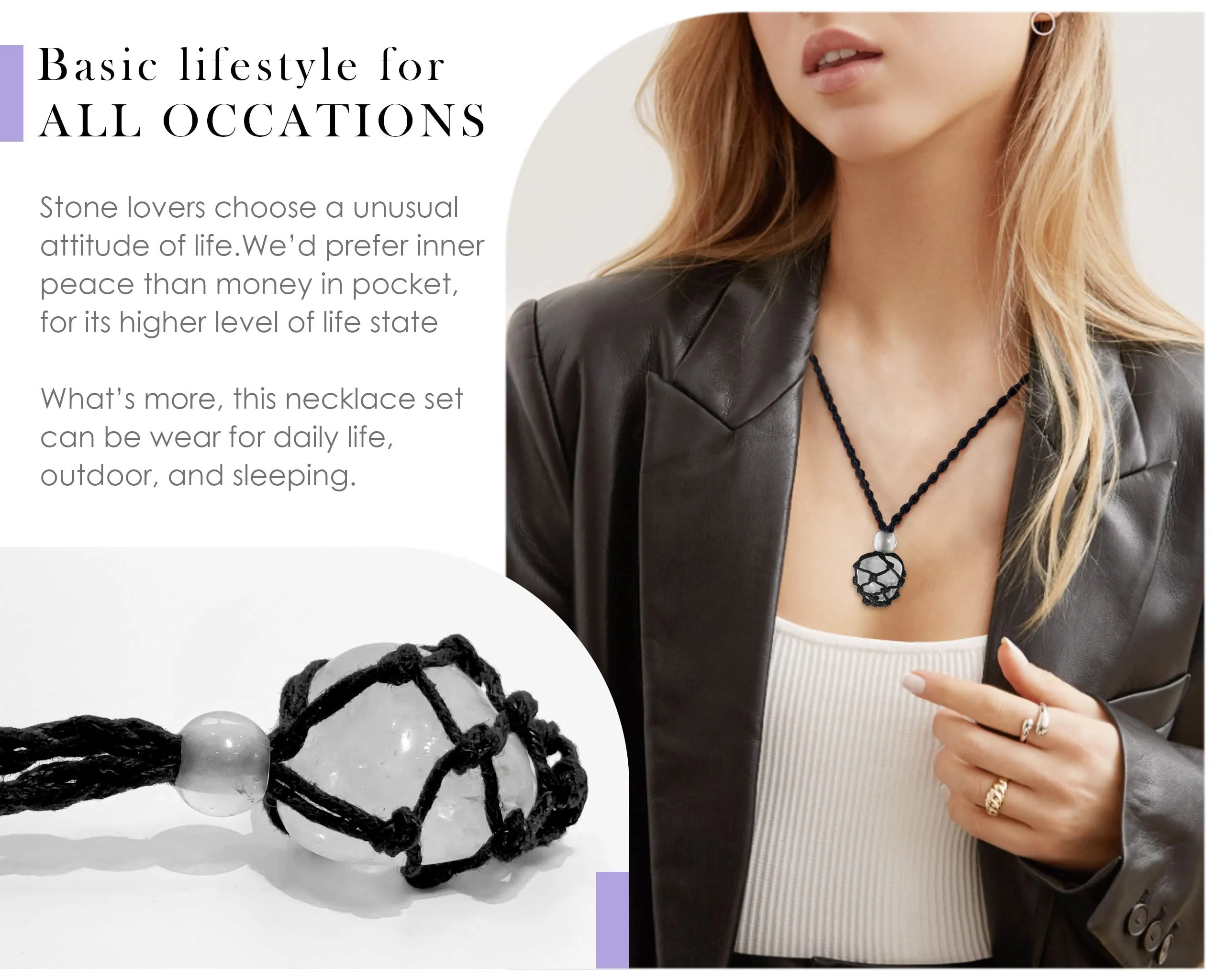 SANSWL 7 Chakra Healing Crystal Necklace Set - Boho Handmade Cord Cage and Hippie Energy Pendant Holder Real Crystal and Healing Stone Jewelry Spiritual Gift for Women Teen Christmas Gifts