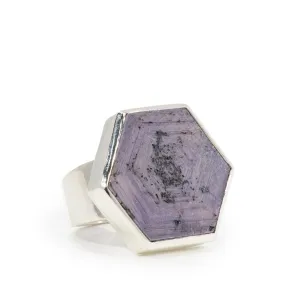 Sapphire 21.54 Carat Sterling Silver Handcrafted Gemstone Slice Ring