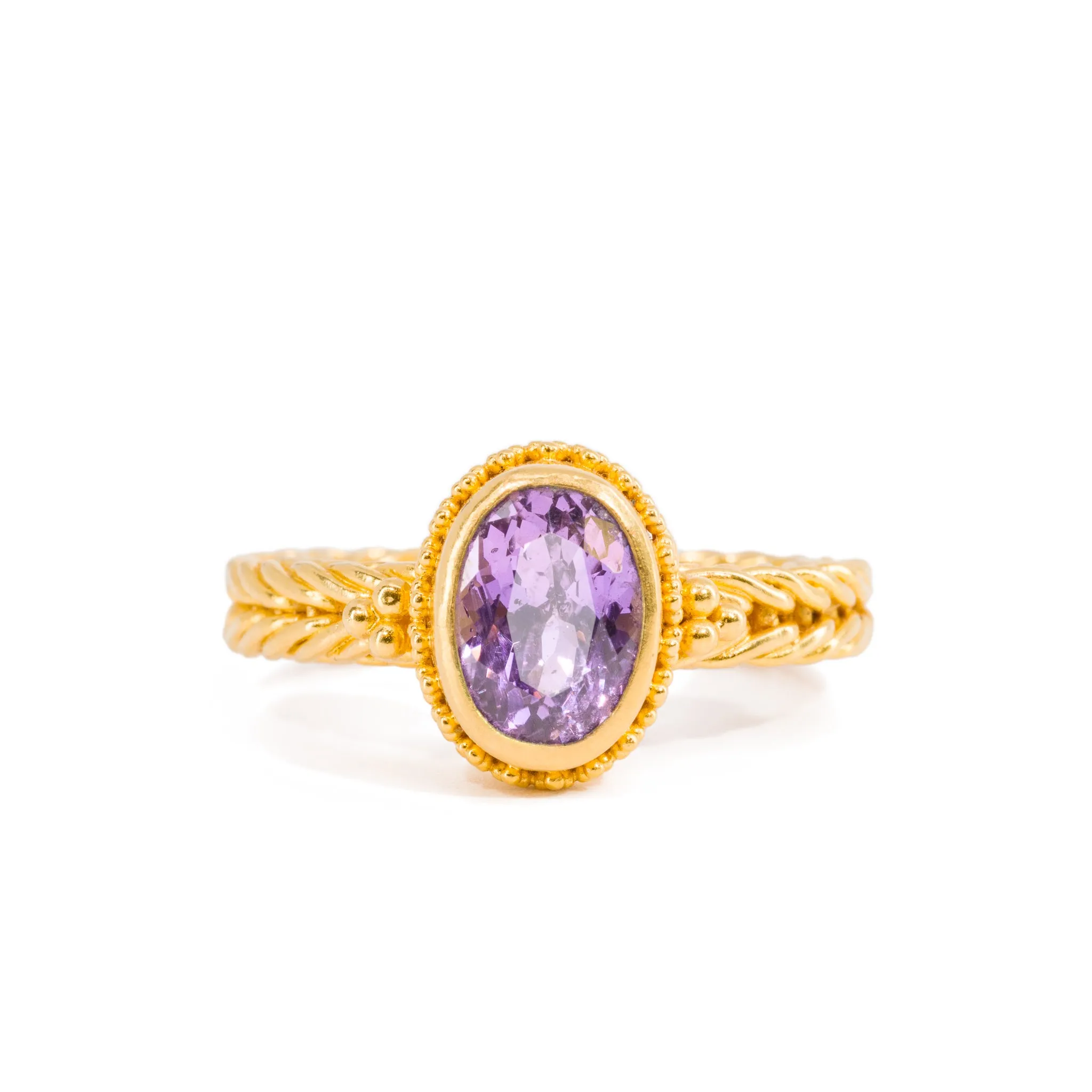 Sapphire 3.27 Carat 22K Handcrafted Braided Band Ring