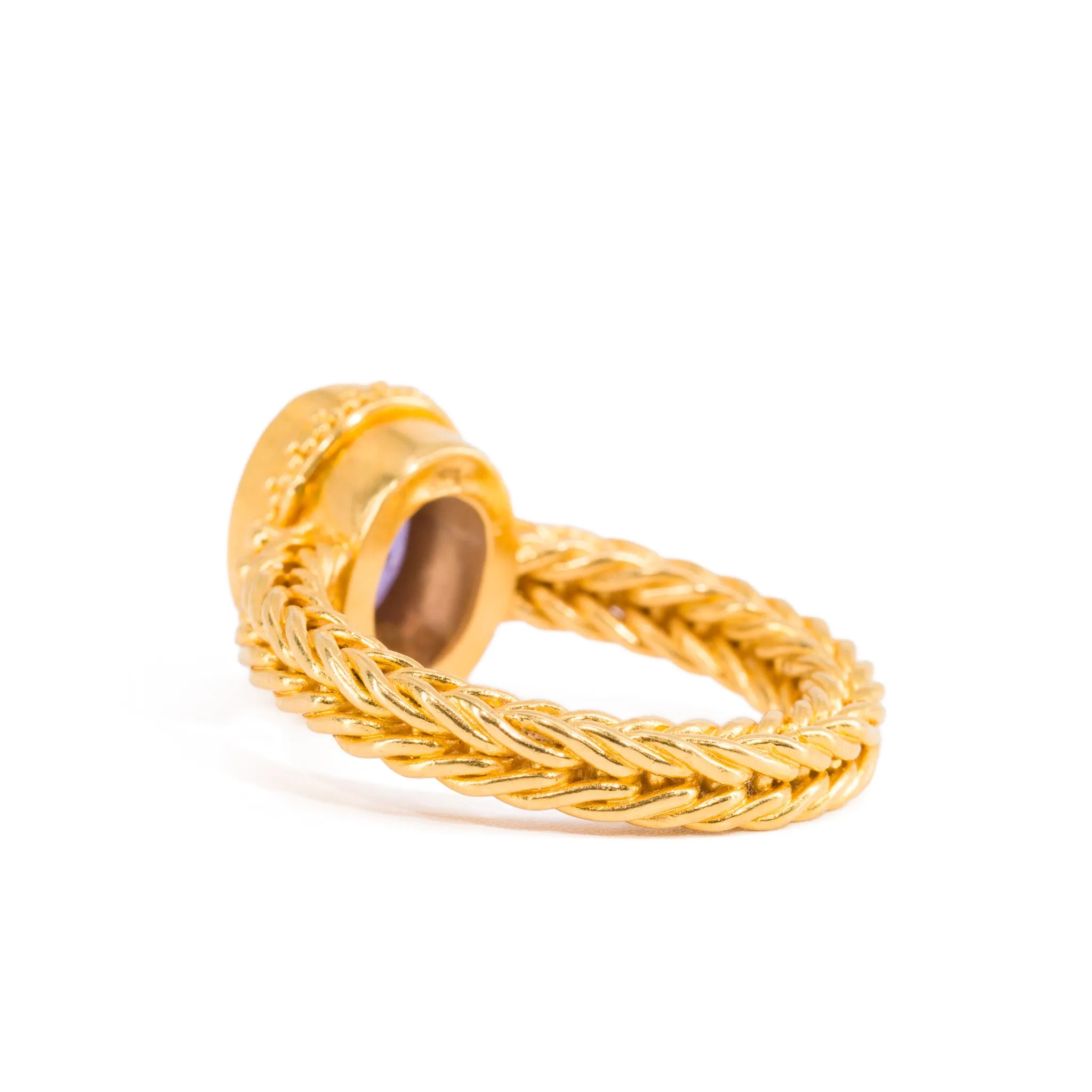 Sapphire 3.27 Carat 22K Handcrafted Braided Band Ring