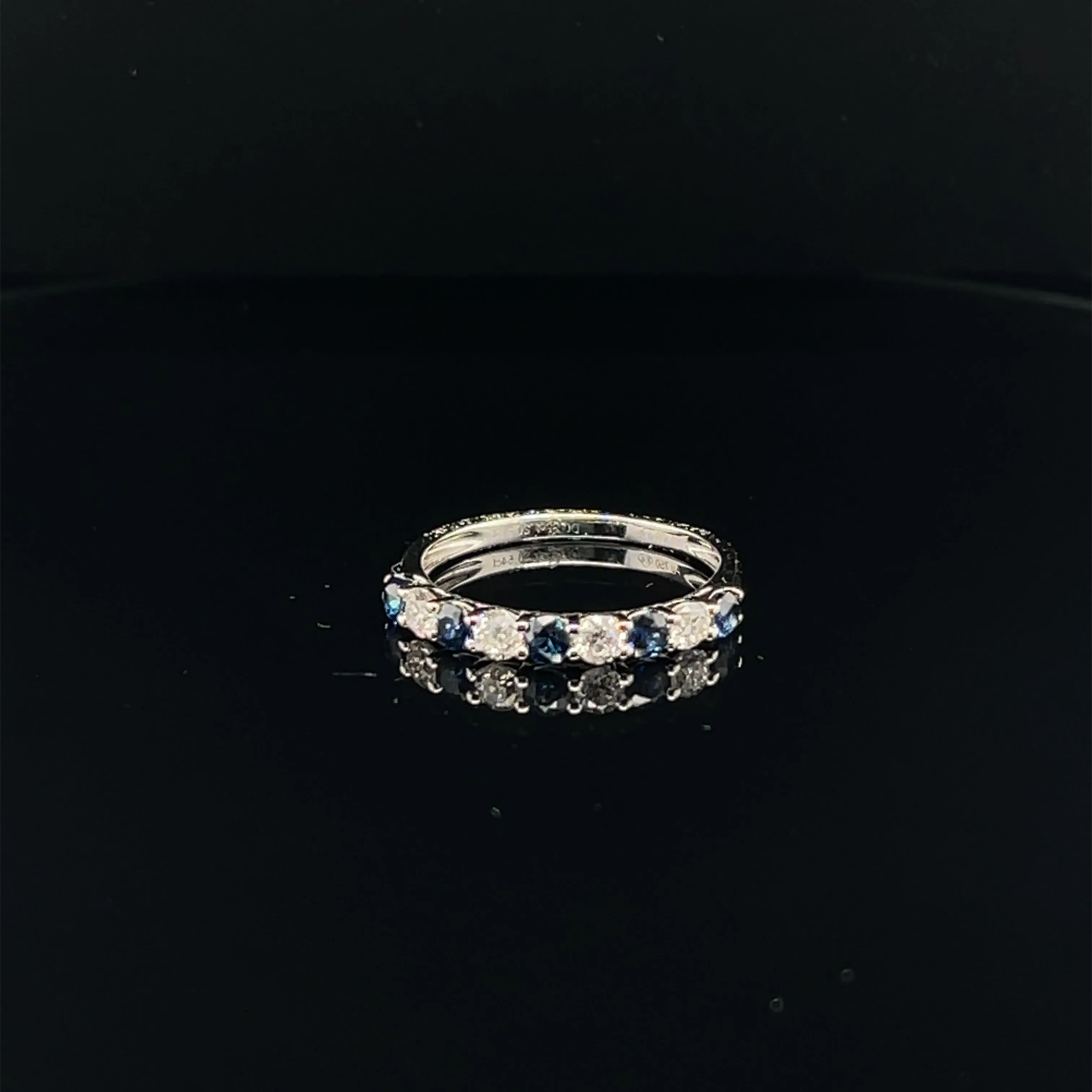 Sapphire & Diamond Anniversary Wedding Band in 18k White Gold - (#31-HRSAP00135)8