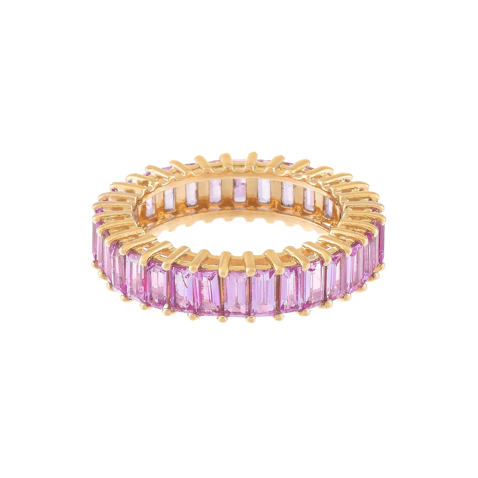 Sapphire Pink Baguette Ring 14K