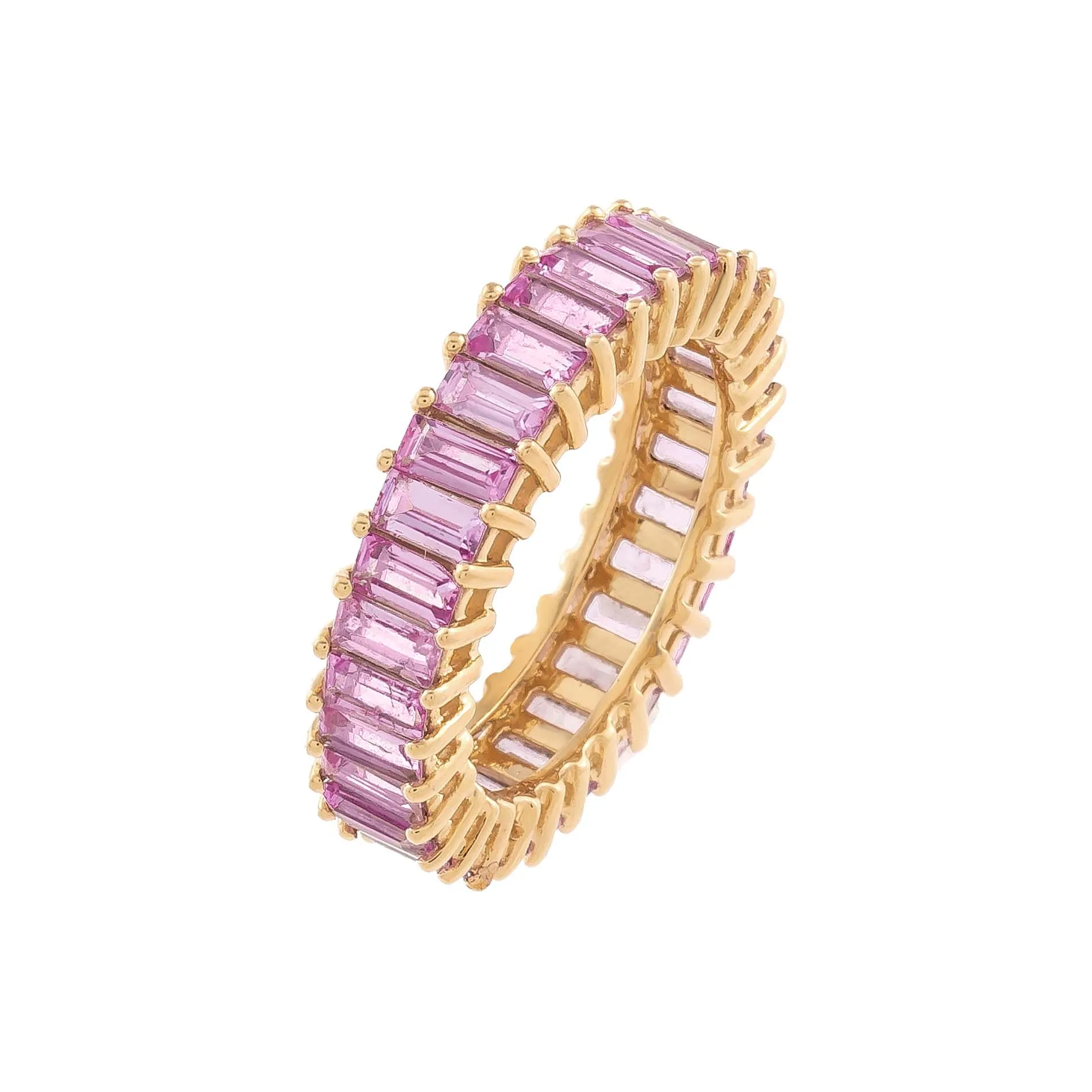 Sapphire Pink Baguette Ring 14K