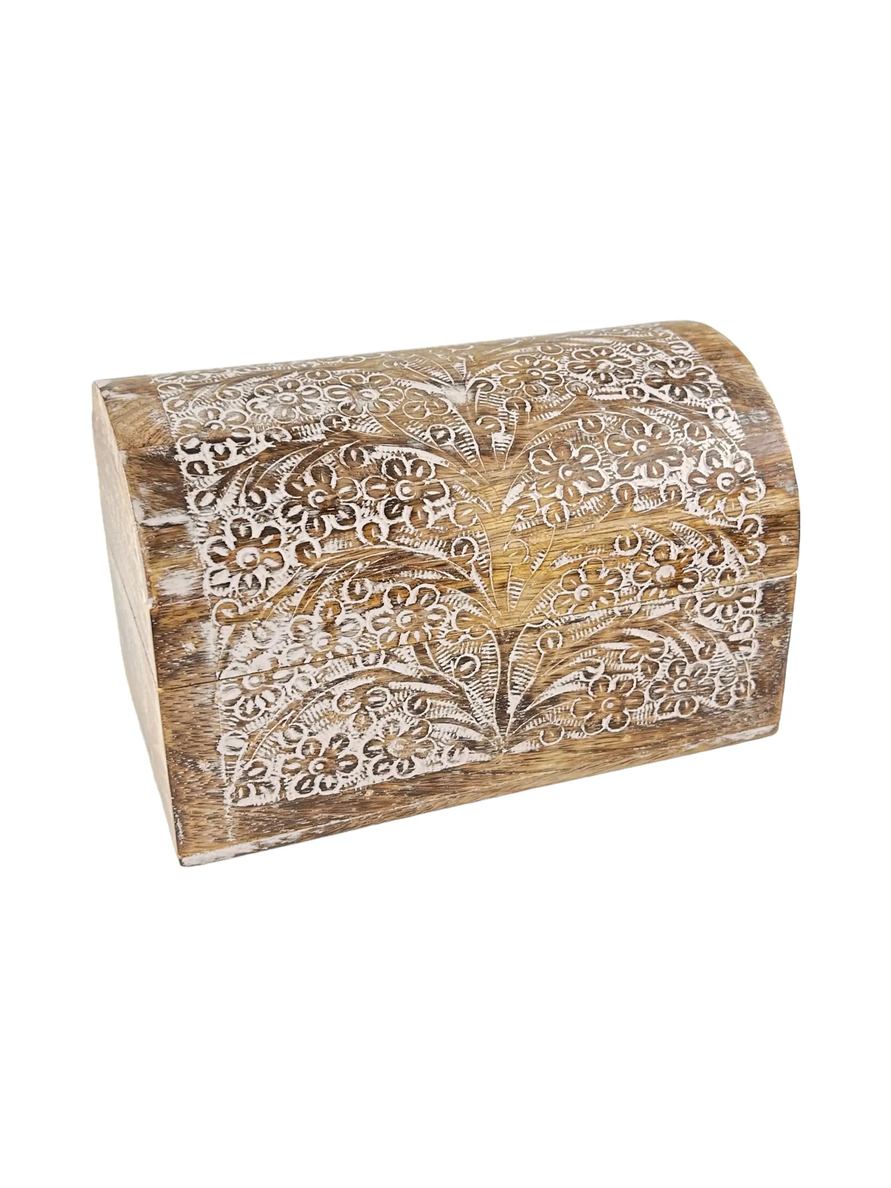 S.B.ARTS Premium Wooden Semicircular Curved Jewellery Box Floral Design-Trinket Box Ladies-Jewellery Storage Case-Antique Look-Traditionally Handcrafted-Home Decor Accessories-Women Ideal Gift, White