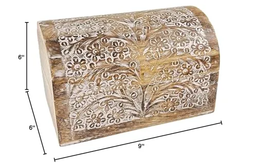 S.B.ARTS Premium Wooden Semicircular Curved Jewellery Box Floral Design-Trinket Box Ladies-Jewellery Storage Case-Antique Look-Traditionally Handcrafted-Home Decor Accessories-Women Ideal Gift, White