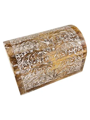 S.B.ARTS Premium Wooden Semicircular Curved Jewellery Box Floral Design-Trinket Box Ladies-Jewellery Storage Case-Antique Look-Traditionally Handcrafted-Home Decor Accessories-Women Ideal Gift, White