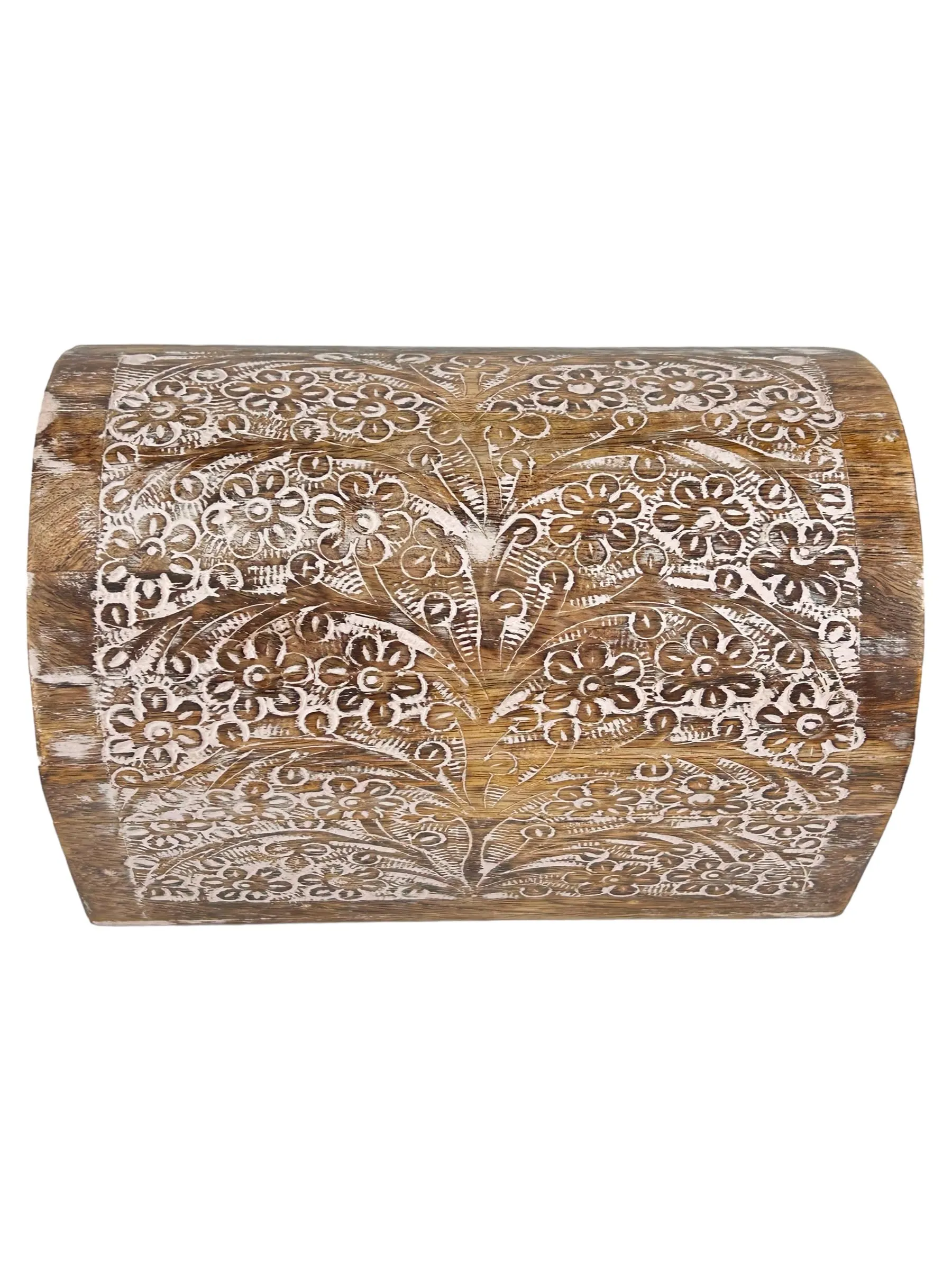 S.B.ARTS Premium Wooden Semicircular Curved Jewellery Box Floral Design-Trinket Box Ladies-Jewellery Storage Case-Antique Look-Traditionally Handcrafted-Home Decor Accessories-Women Ideal Gift, White