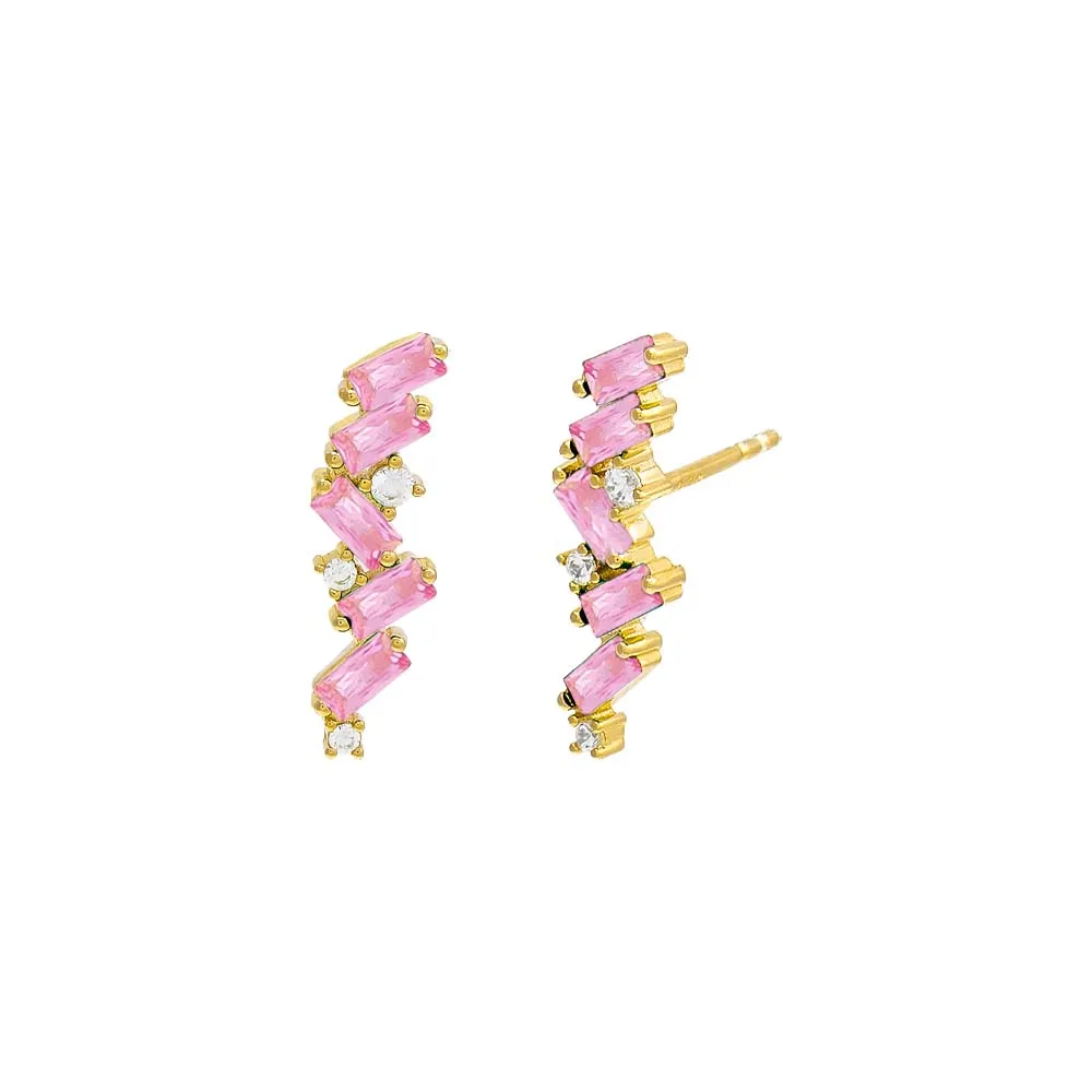 Scattered Baguette Bar Stud Earring