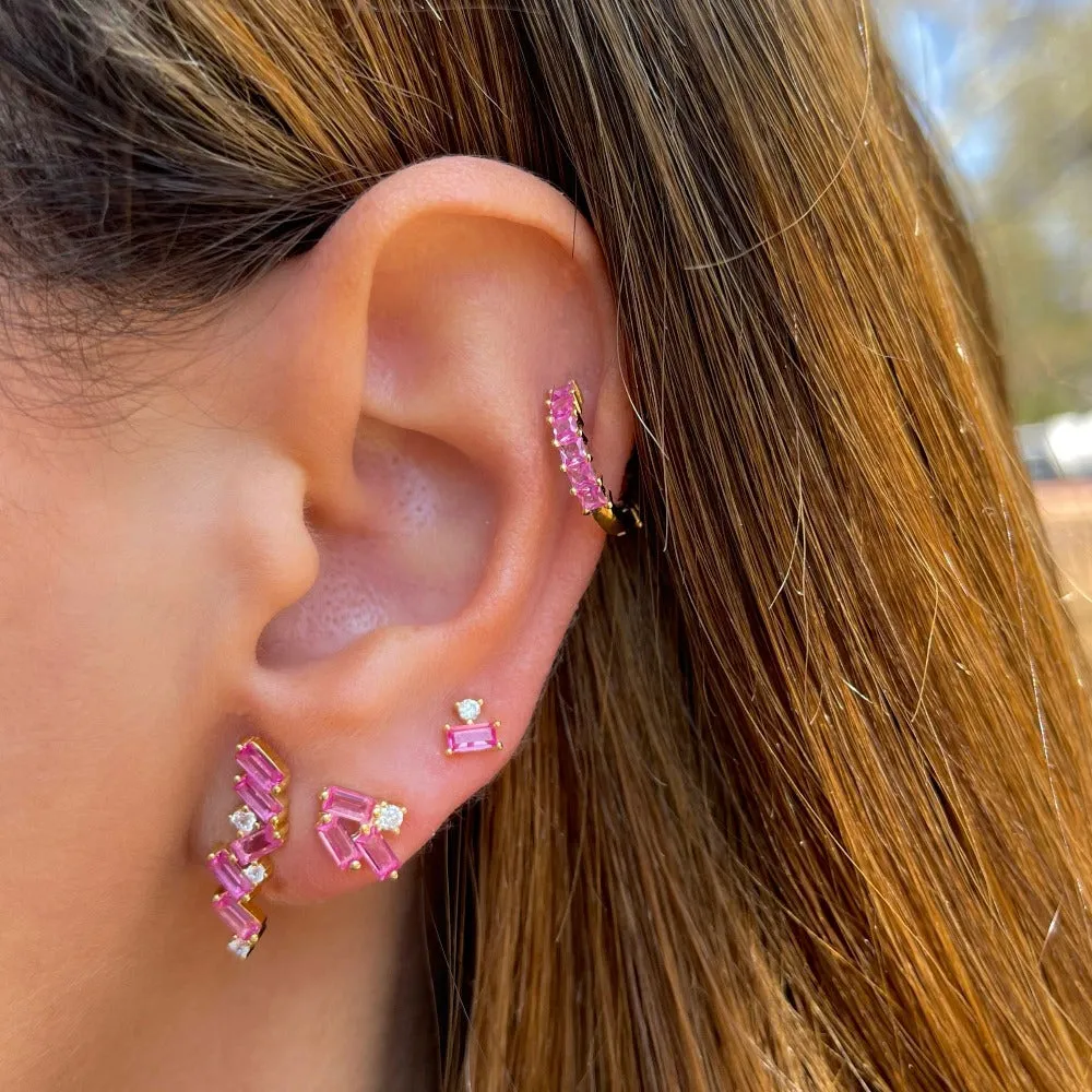 Scattered Baguette Bar Stud Earring