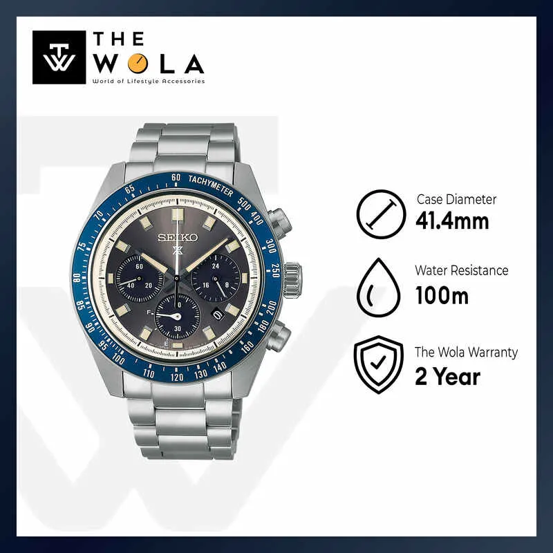 Seiko Prospex Speedtimer Men Solar Power Diver Watch SSC939P Silver Stainless Steel Strap