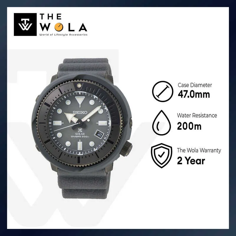 Seiko Prospex Tuna Solar STREET SERIES SNE537P1 Diver's Watch with Grey Silicone Strap| Men's 200M Dive Watch
