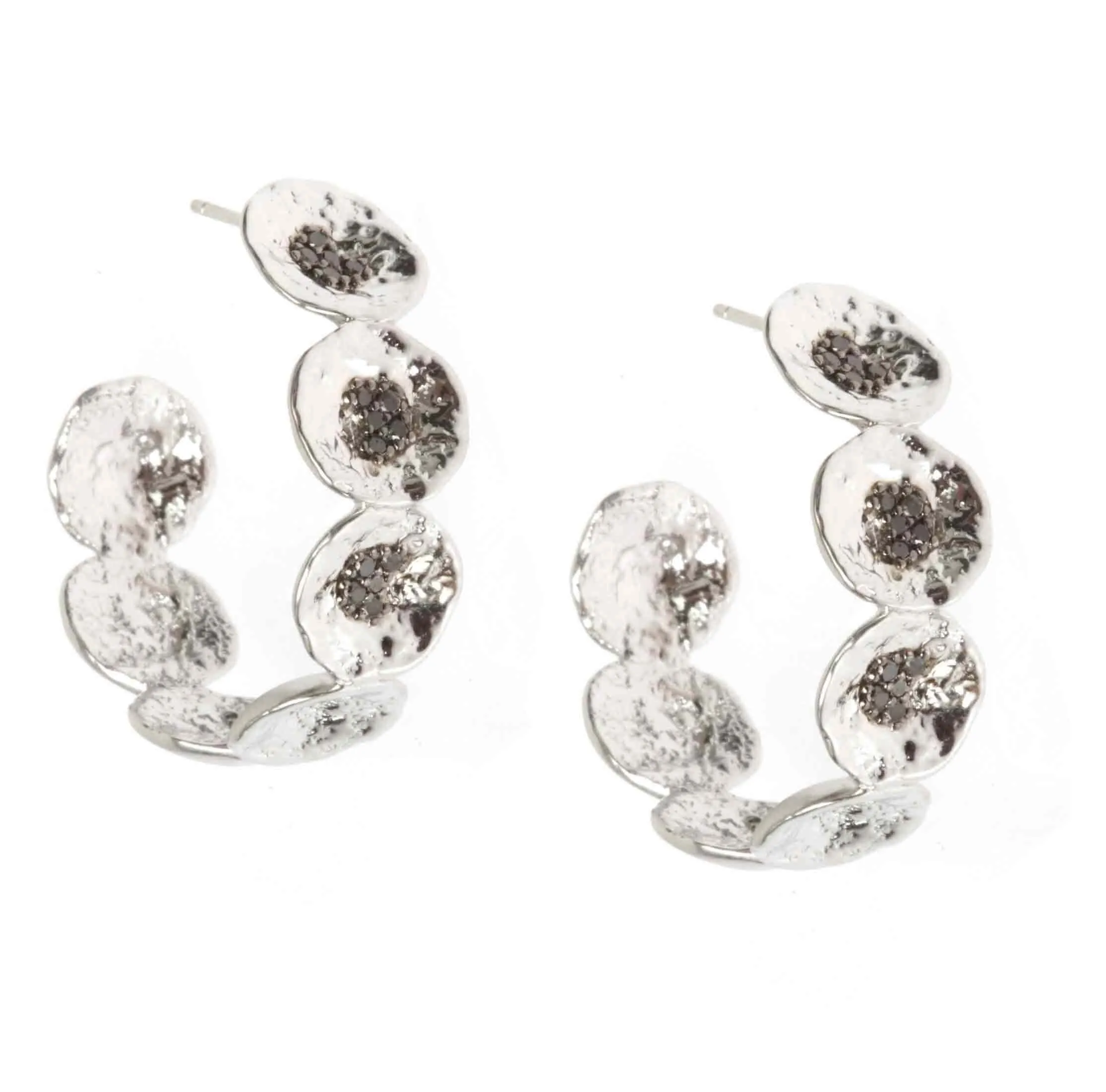 Serenity Multi Flower Hoop Earrings in Sterling Silver