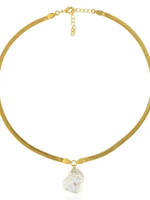 Serpentine Necklace with Raw Crystal