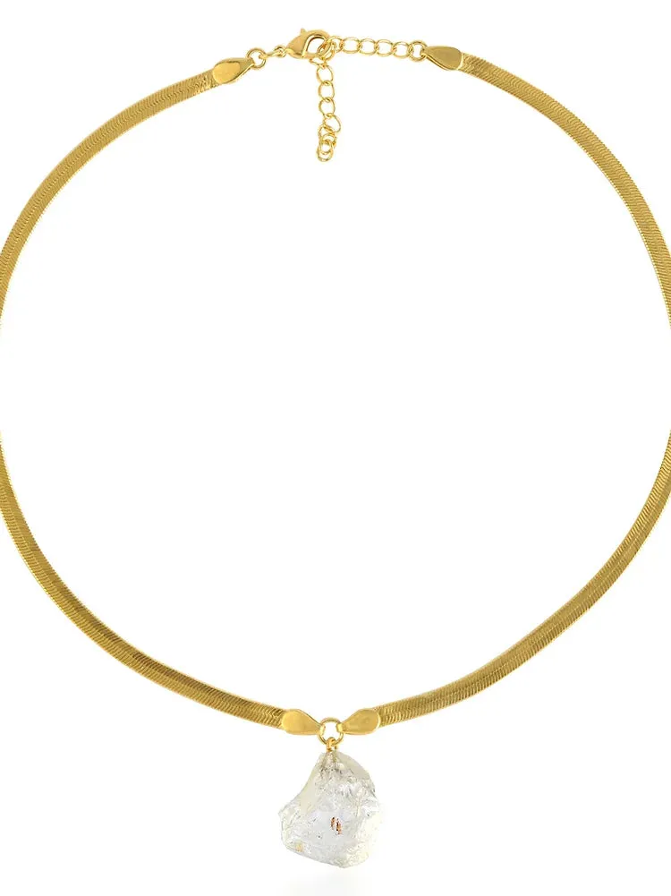 Serpentine Necklace with Raw Crystal