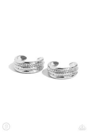Serrated Season - Silver - Stacked Bar Paparazzi Ear Cuff