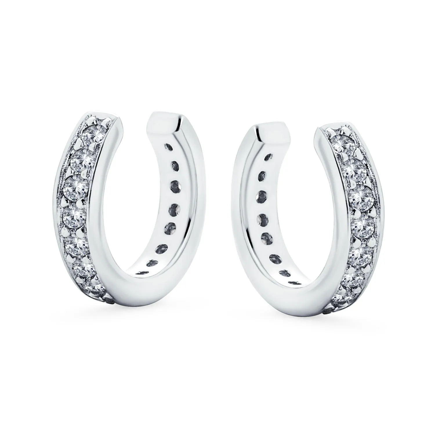 Set of 2 Ear Cuff Cartilage CZ Band Clip Wrap Helix Earrings Silver Gold Plated