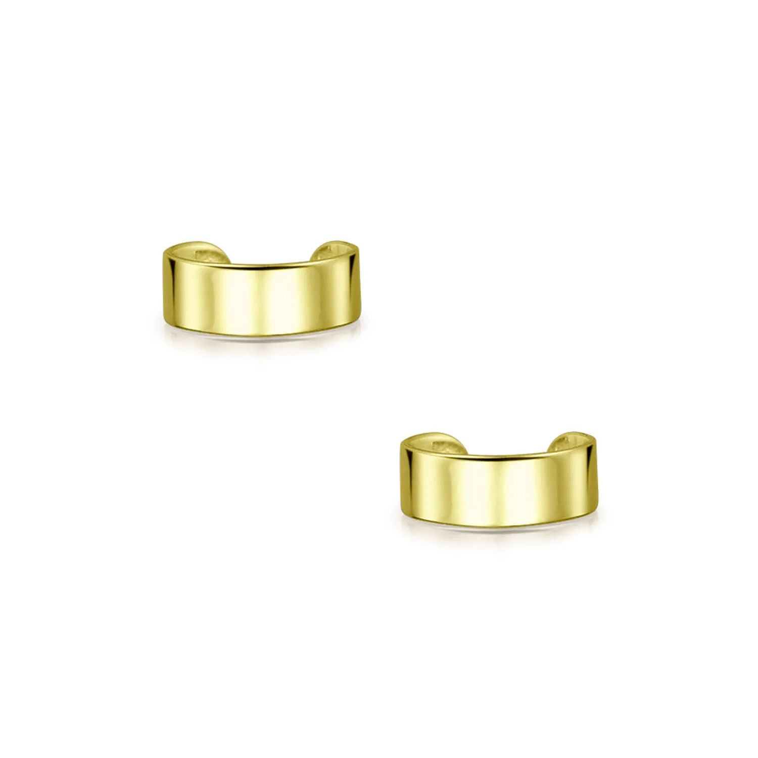 Set of 2 Geometric Ear Cuff Cartilage Clip Earrings For Non Pierced Gold Plated