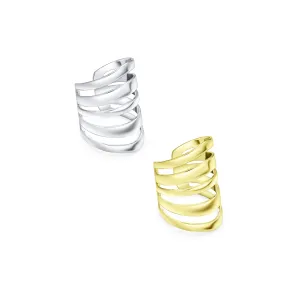 Set of 2 Geometric Ear Cuff Cartilage Clip Wrap Helix Earrings Gold Plated