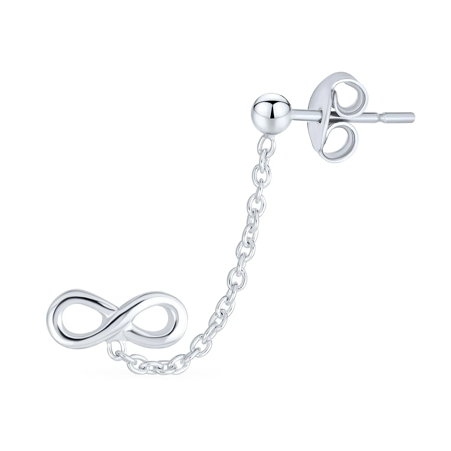Set of 2 Love Knot Infinity Heart Ear Cuff Cartilage Chain and Stud Earrings