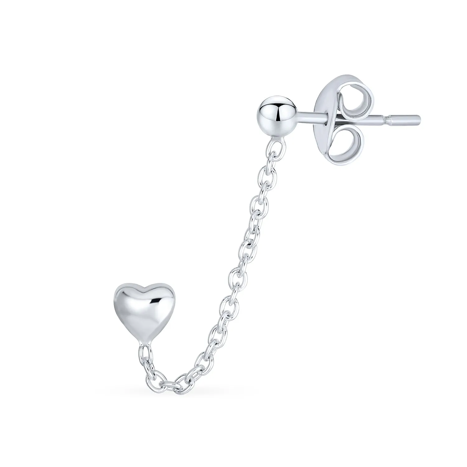 Set of 2 Love Knot Infinity Heart Ear Cuff Cartilage Chain and Stud Earrings