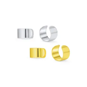 Set of 2 Statement Ear Cuff Cartilage Earrings For Non Pierced Ears Gold Plated