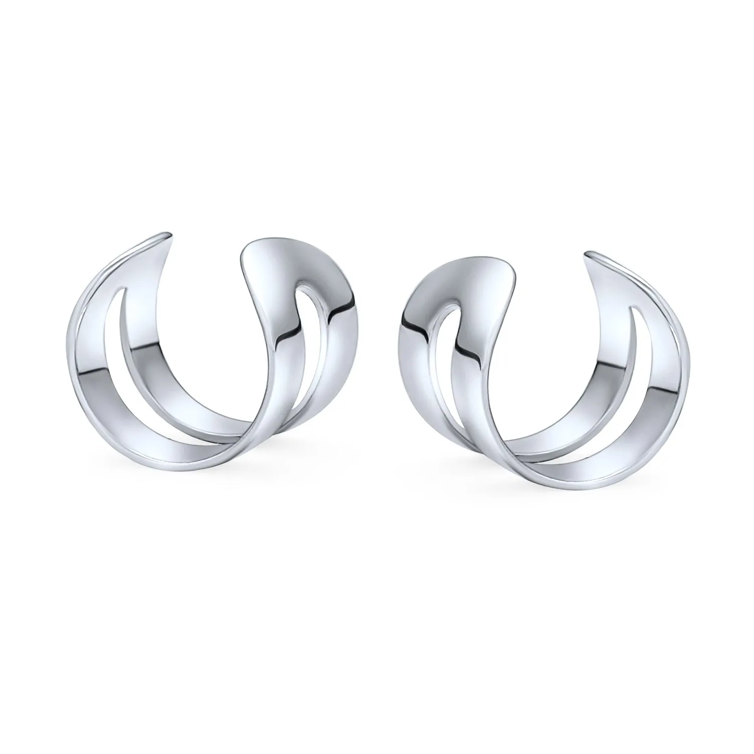 Set of 2 Tiny Geometric Helix Wrap Ear Cuff Cartilage Earrings Gold Plated