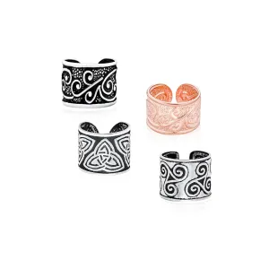 Set of 4 Boho Celtic Knot Triskele Ear Cuff Cartilage Earring Rose Gold Plated