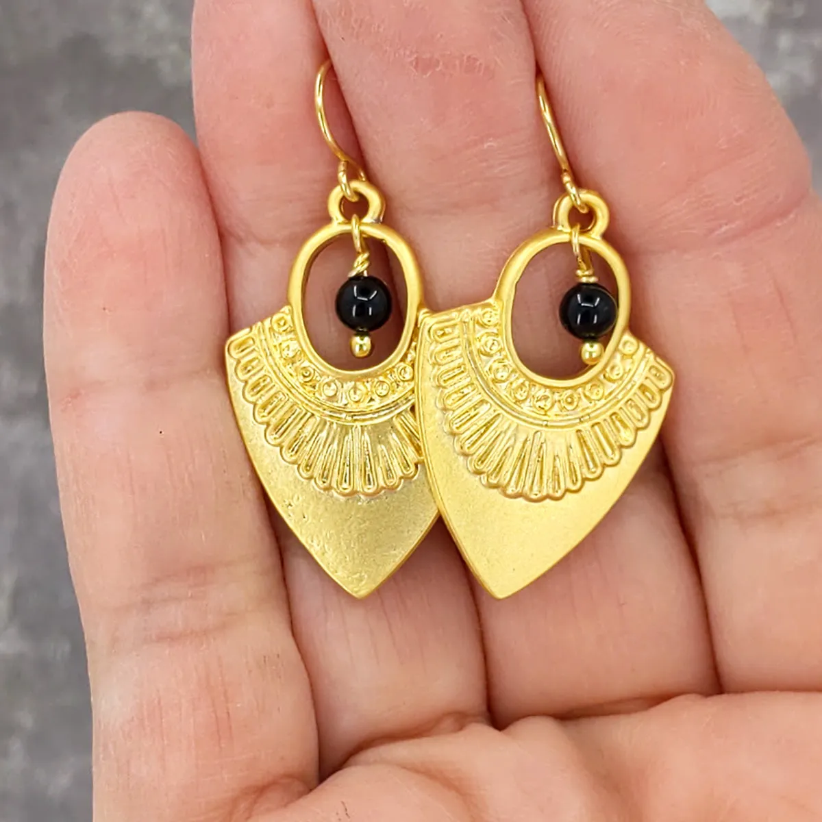 Shaman Vibes Gold and Black Onyx Earrings