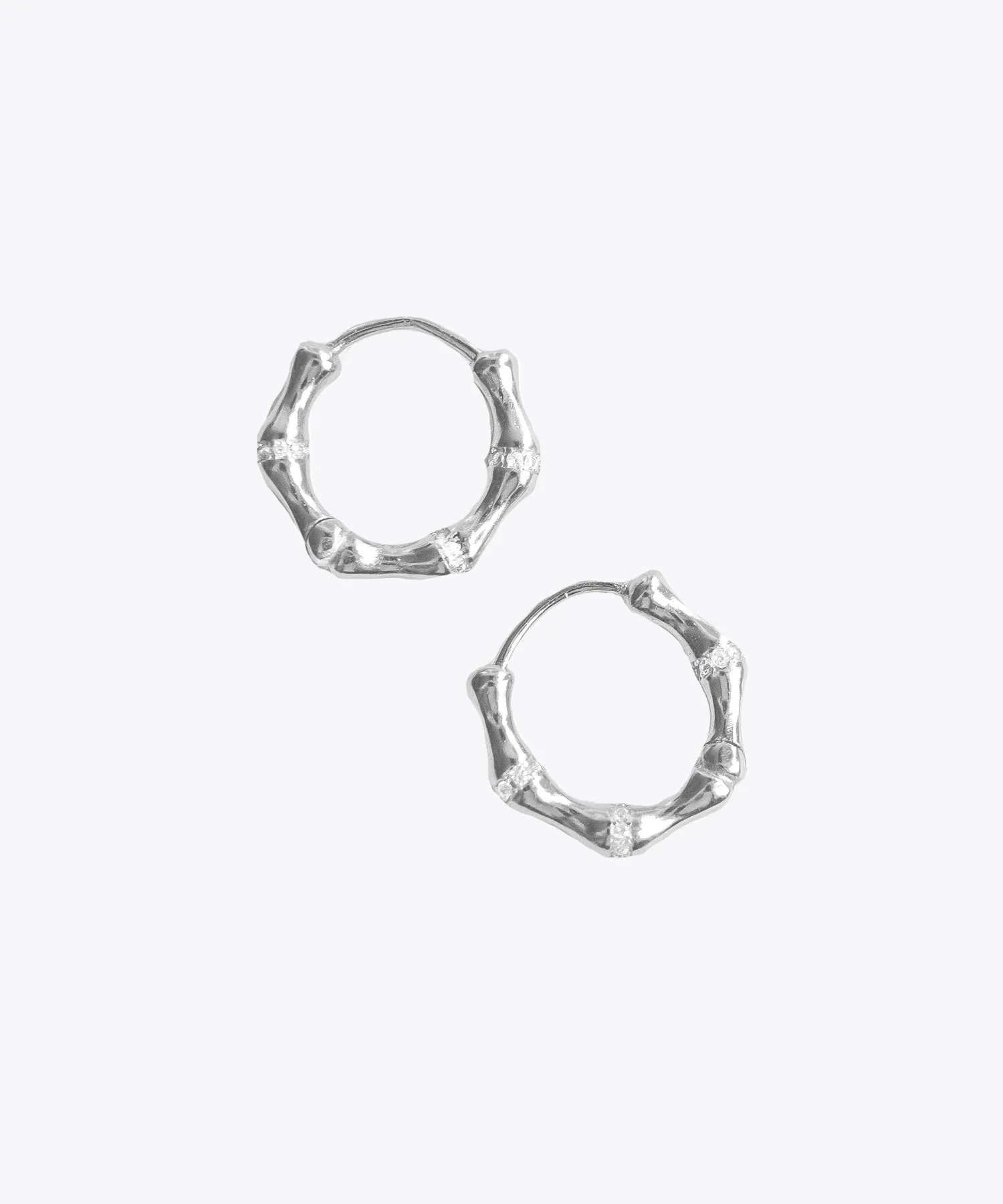 Shami CZ Bamboo Huggie Hoop Earrings